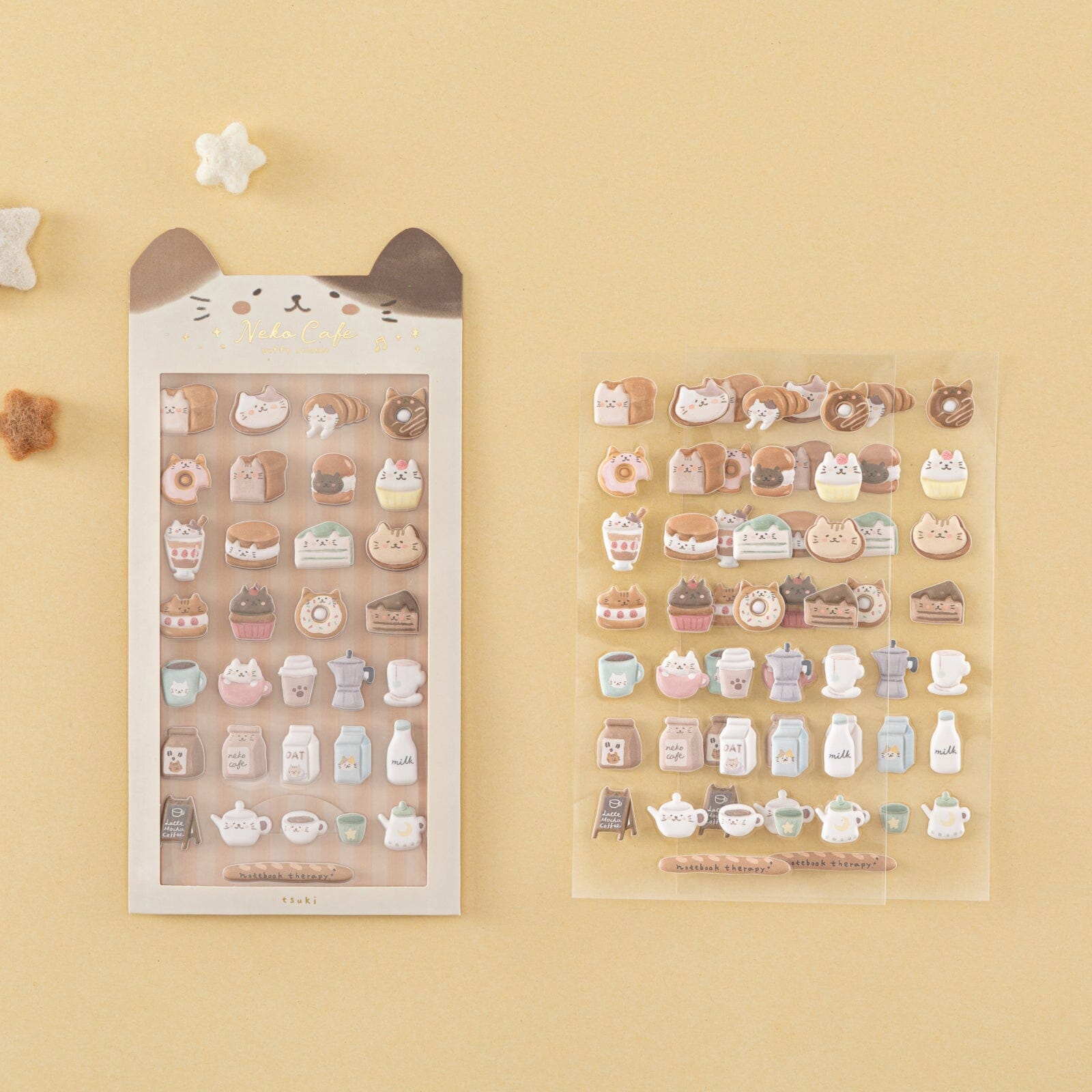 Tsuki 'Neko Cafe' 3D Puffy Sticker Set ☾