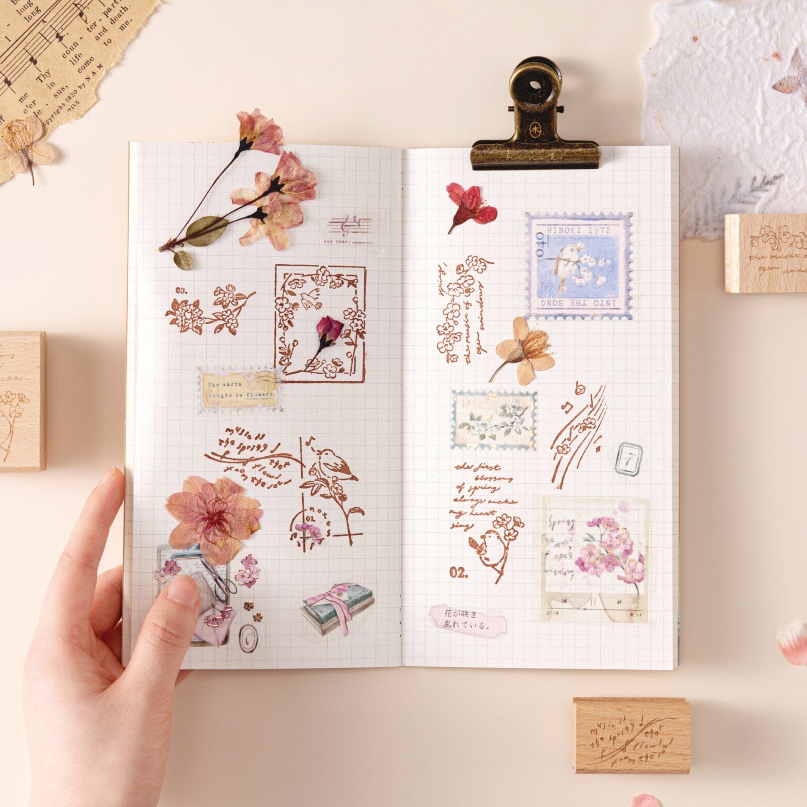 Hinoki - 'Into the Song' Engraved Wooden Stamps Set