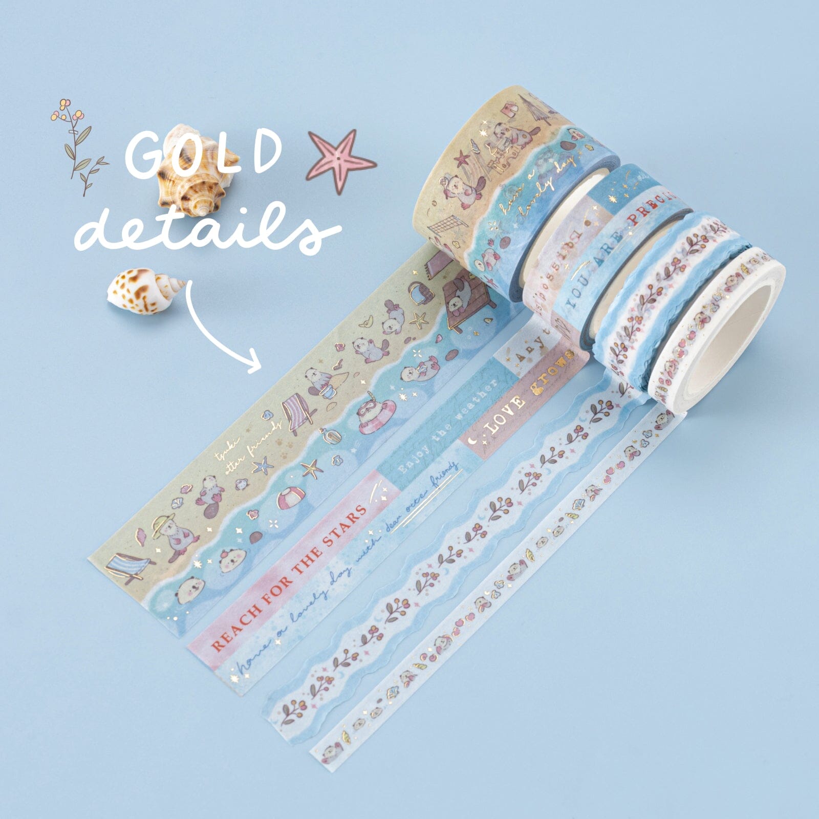 Tsuki 'Otter Friends' Washi Tape Set ☾