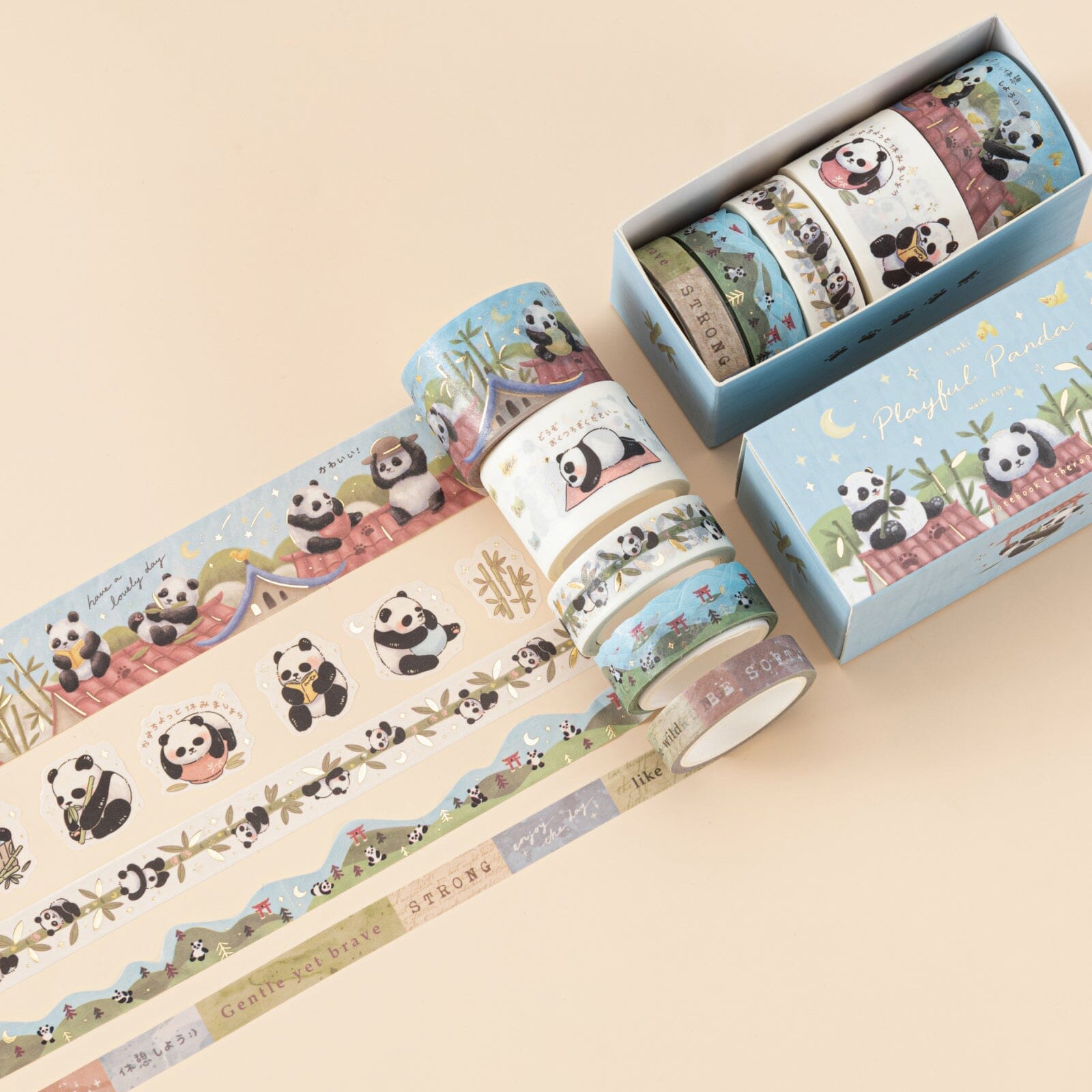 Tsuki 'Playful Panda' Washi Tape Set