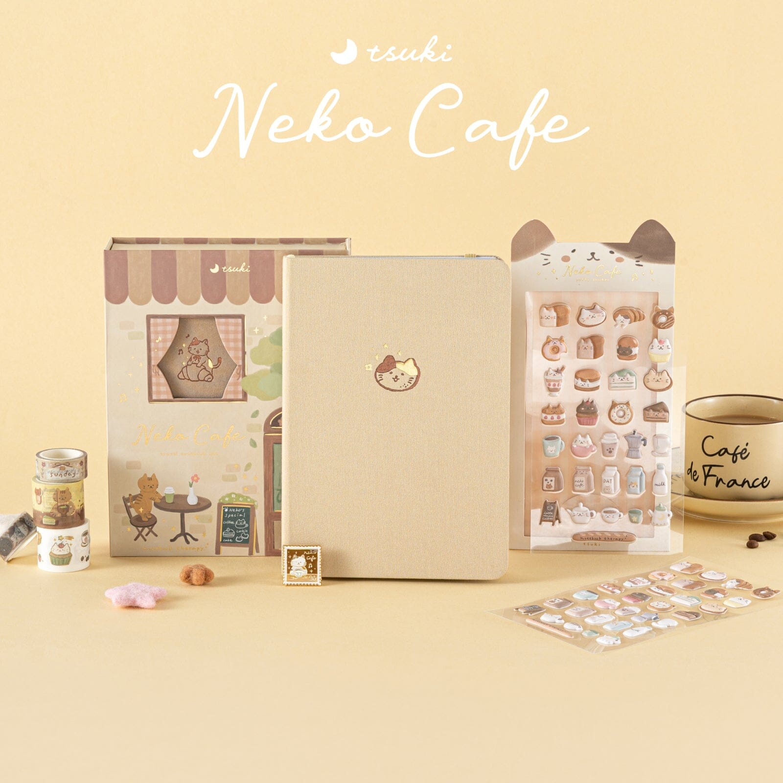 Tsuki 'Neko Cafe' 3D Puffy Sticker Set ☾