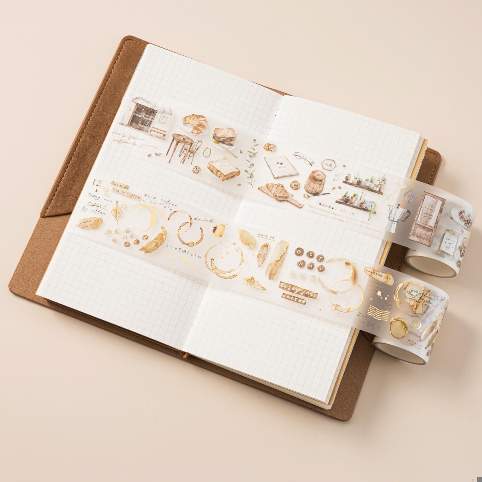 Hinoki - 'Into the Cafe' PET Decorative Tape Set