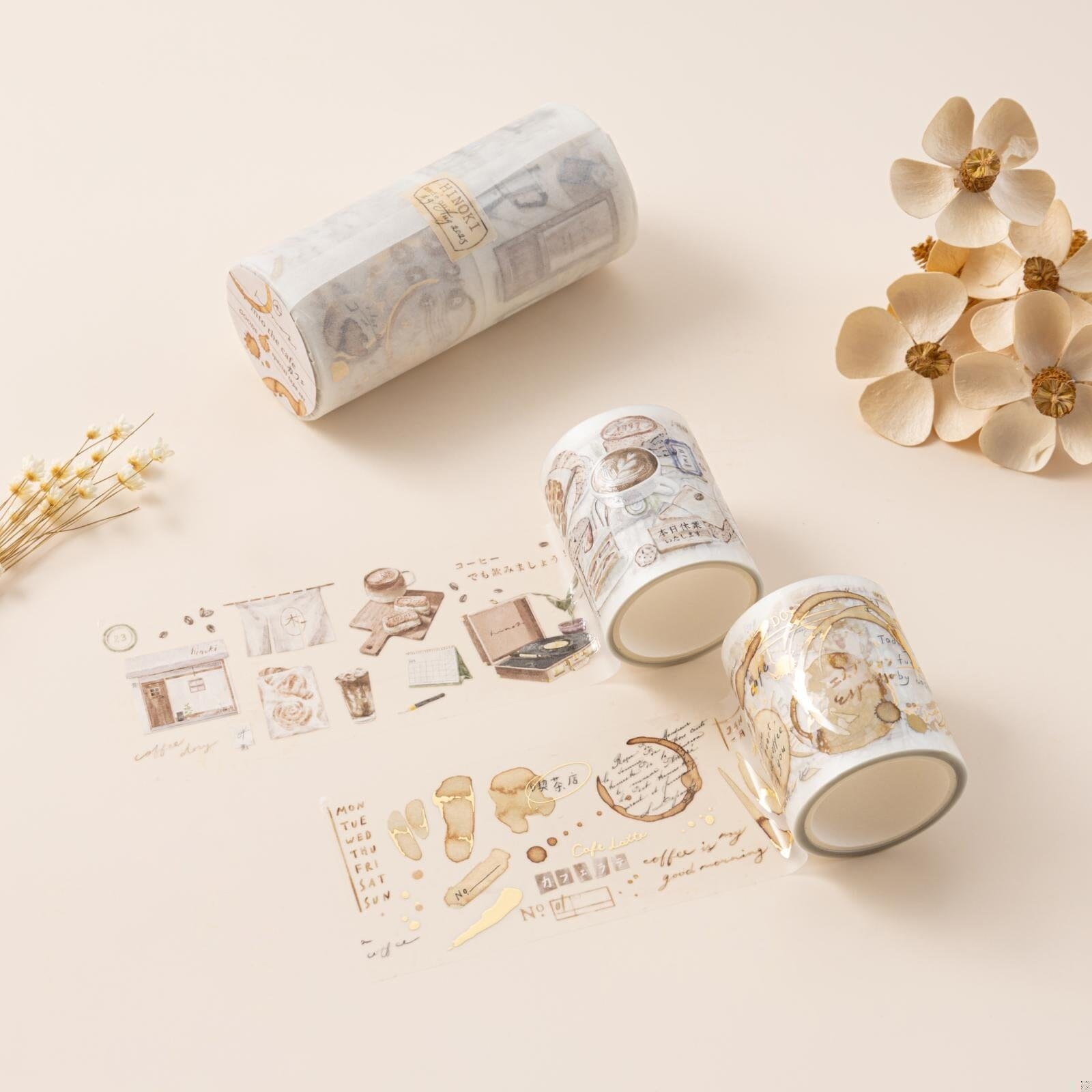 Hinoki - 'Into the Cafe' PET Decorative Tape Set