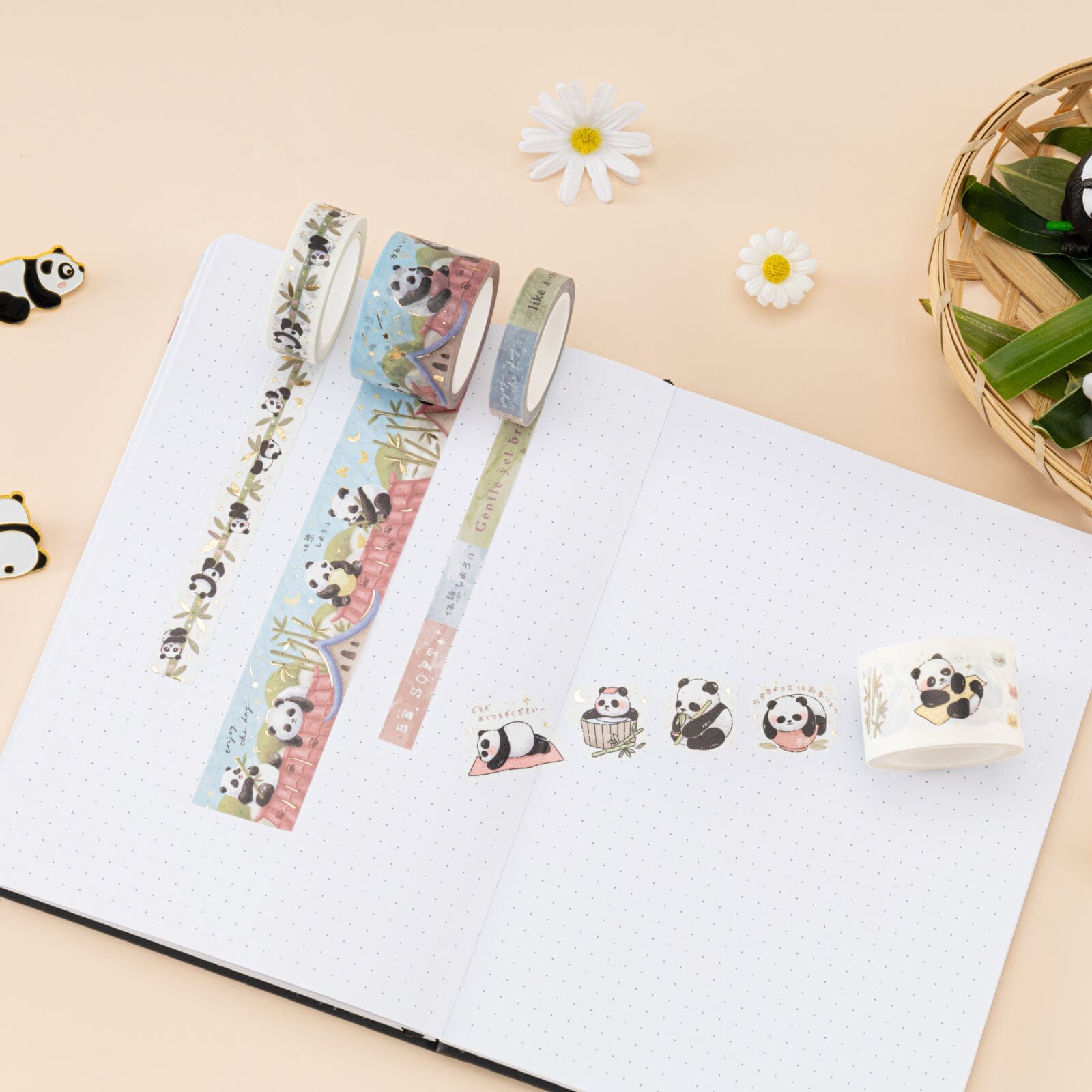 Tsuki 'Playful Panda' Washi Tape Set