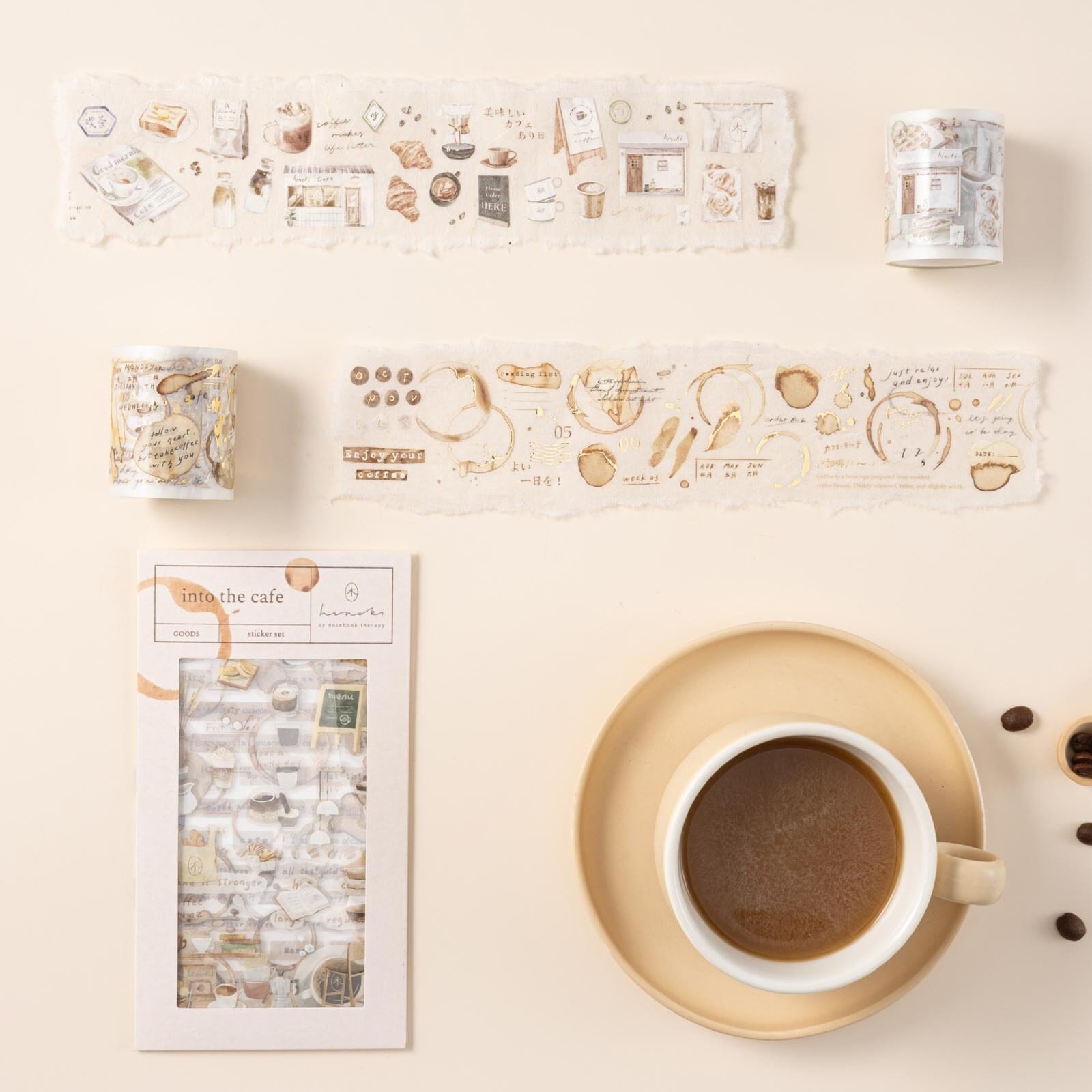 Hinoki - 'Into the Cafe' PET Decorative Tape Set