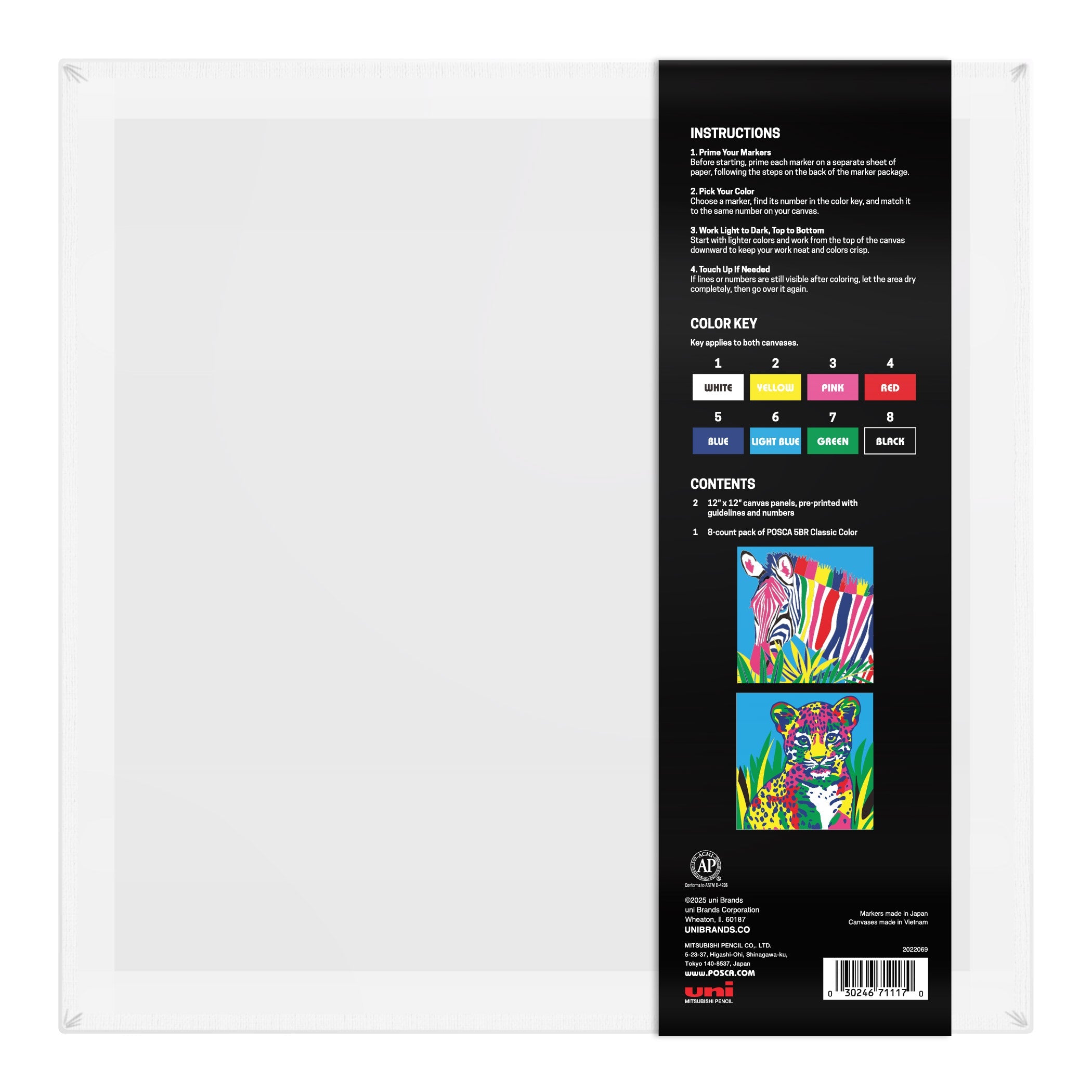 uni® POSCA® Paint-By-Number Canvas Kit, including 5M Markers