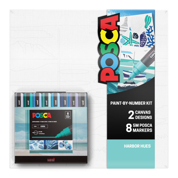 uni® POSCA® Paint-By-Number Canvas Kit, including 5M Markers