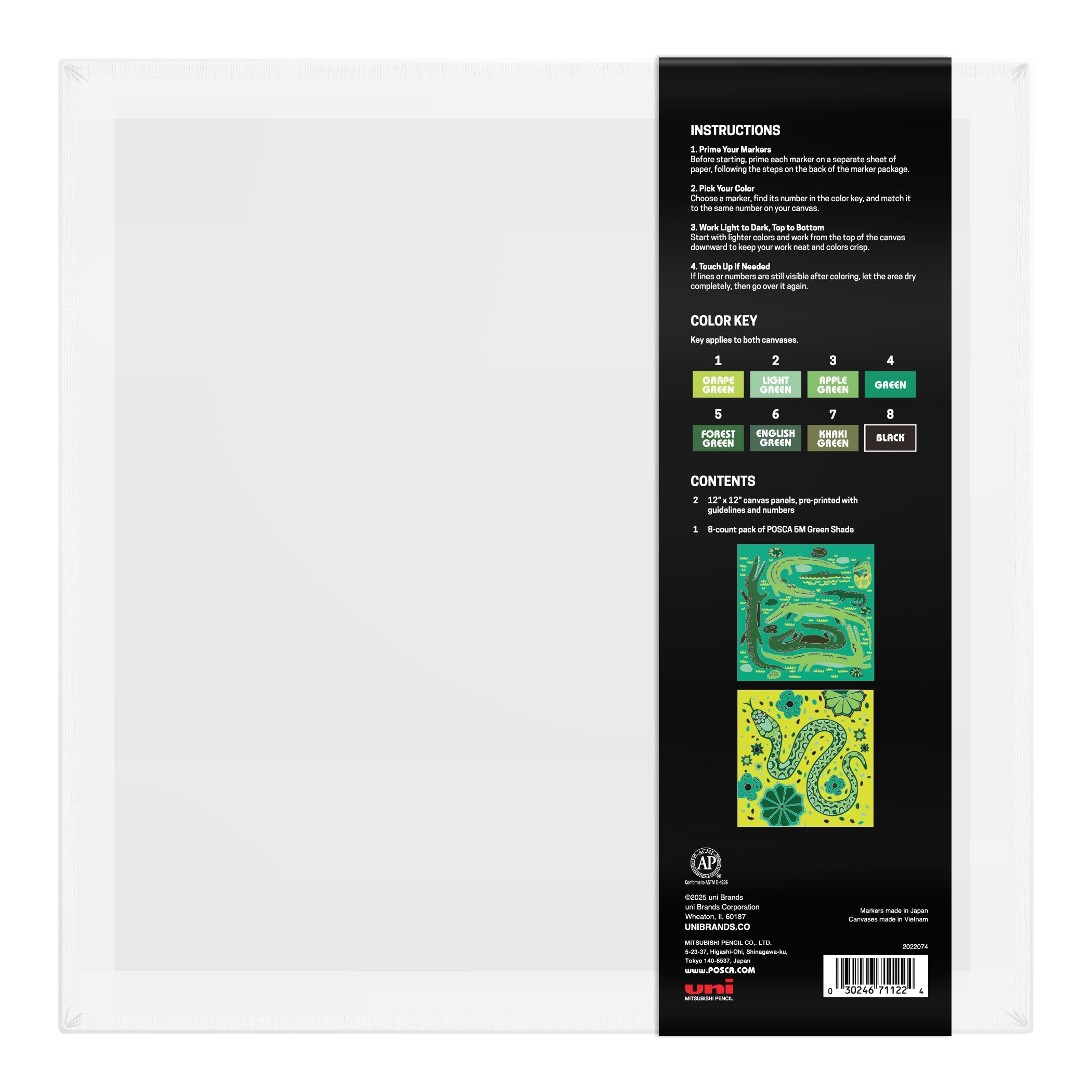 uni® POSCA® Paint-By-Number Canvas Kit, including 5M Markers