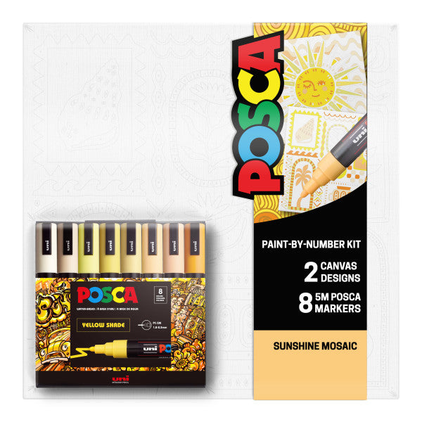 uni® POSCA® Paint-By-Number Canvas Kit, including 5M Markers