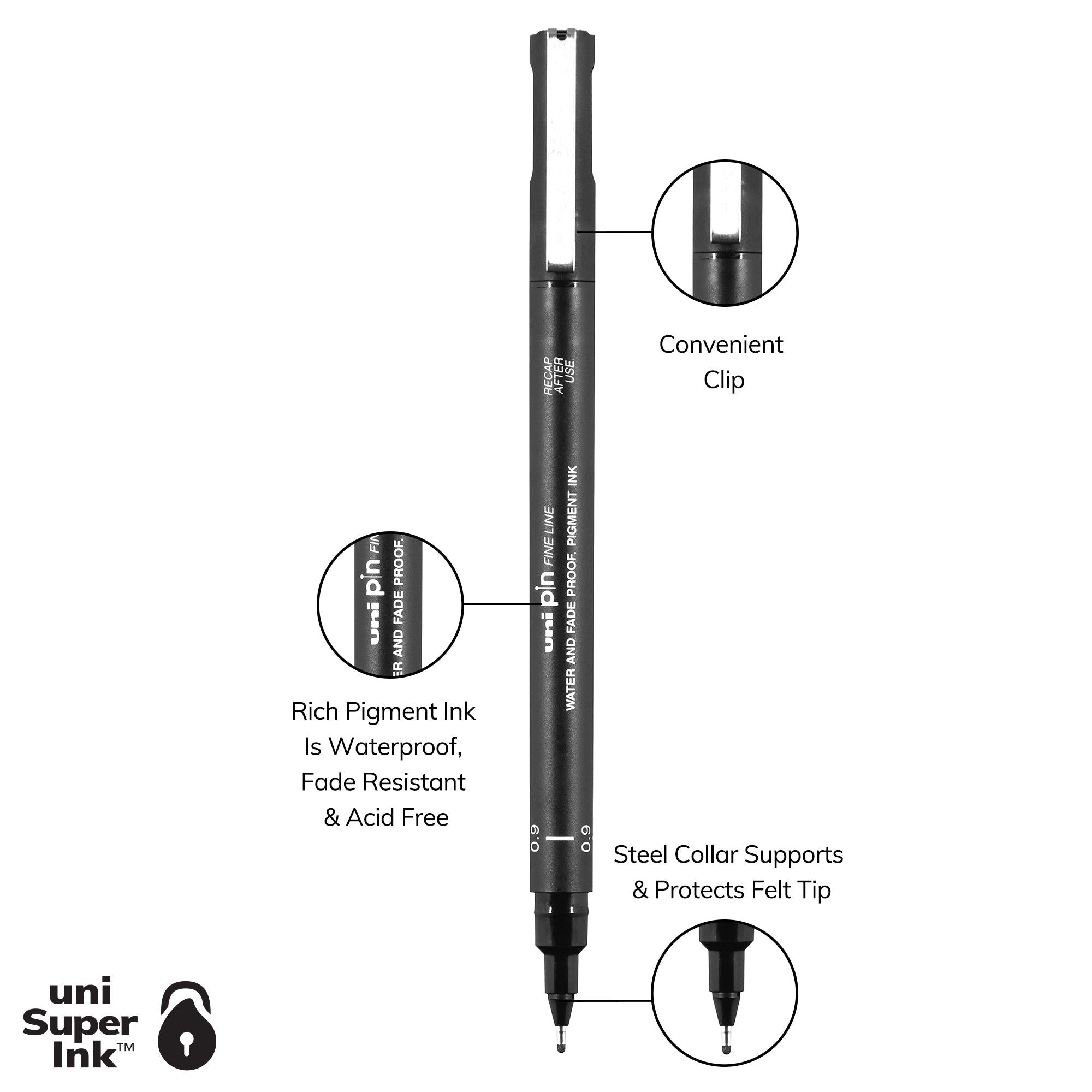 uni® Pin, Fine Line Drawing Pen 0.9 mm