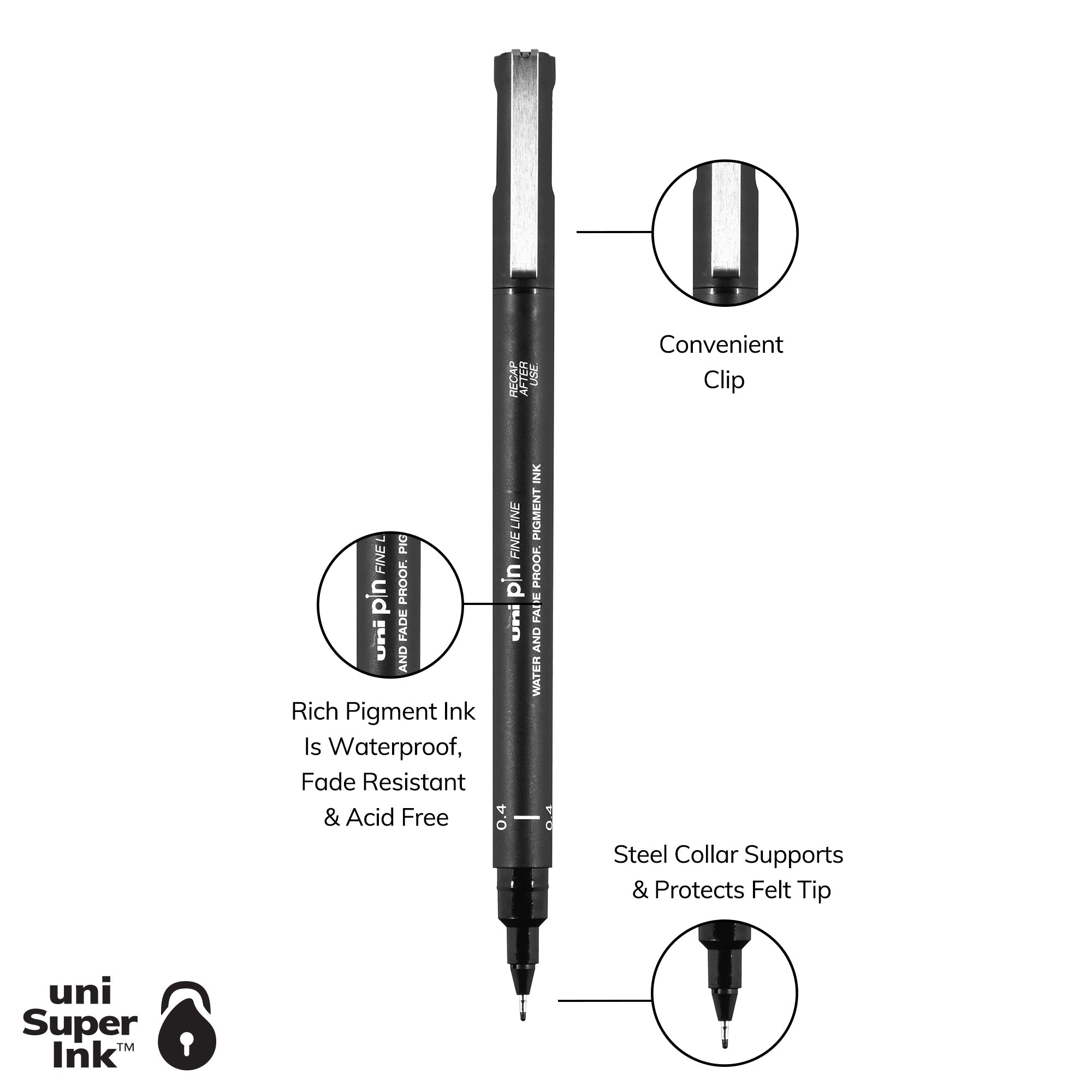 uni® Pin, Fine Line Drawing Pen 0.4 mm