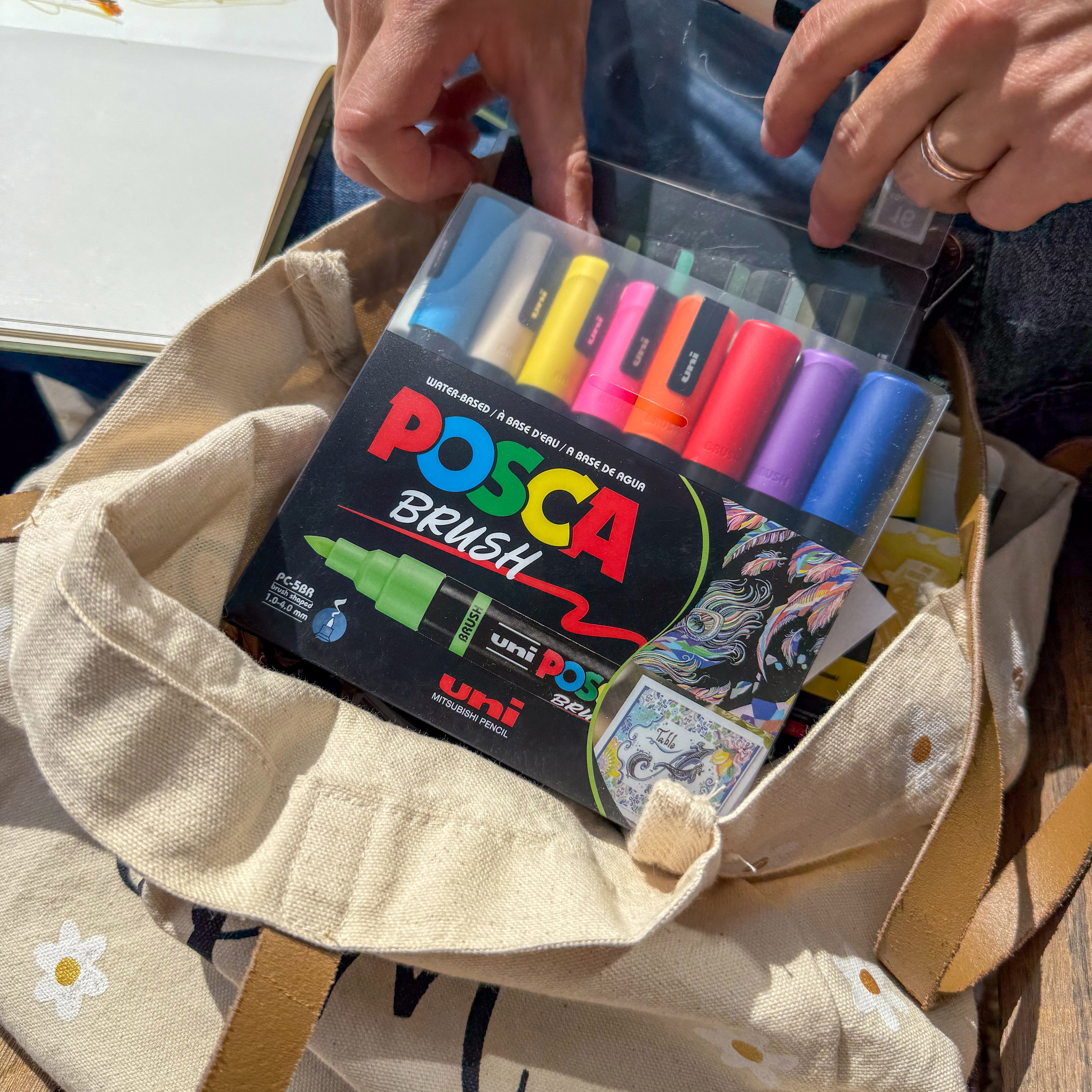 uni® POSCA® PC-5BR, Water-Based Brush Tip Paint Markers (8 Pack)