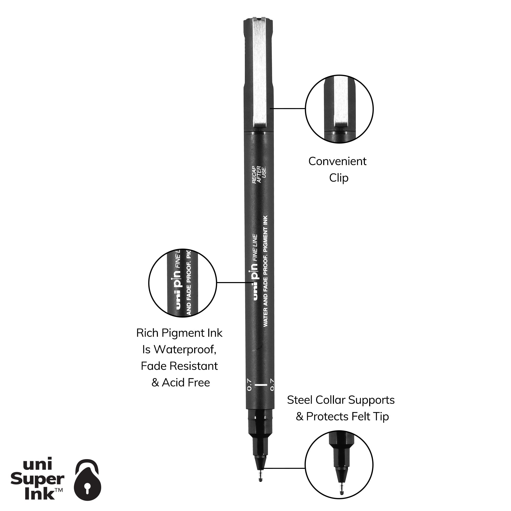 uni® Pin, Fine Line Drawing Pen 0.7 mm