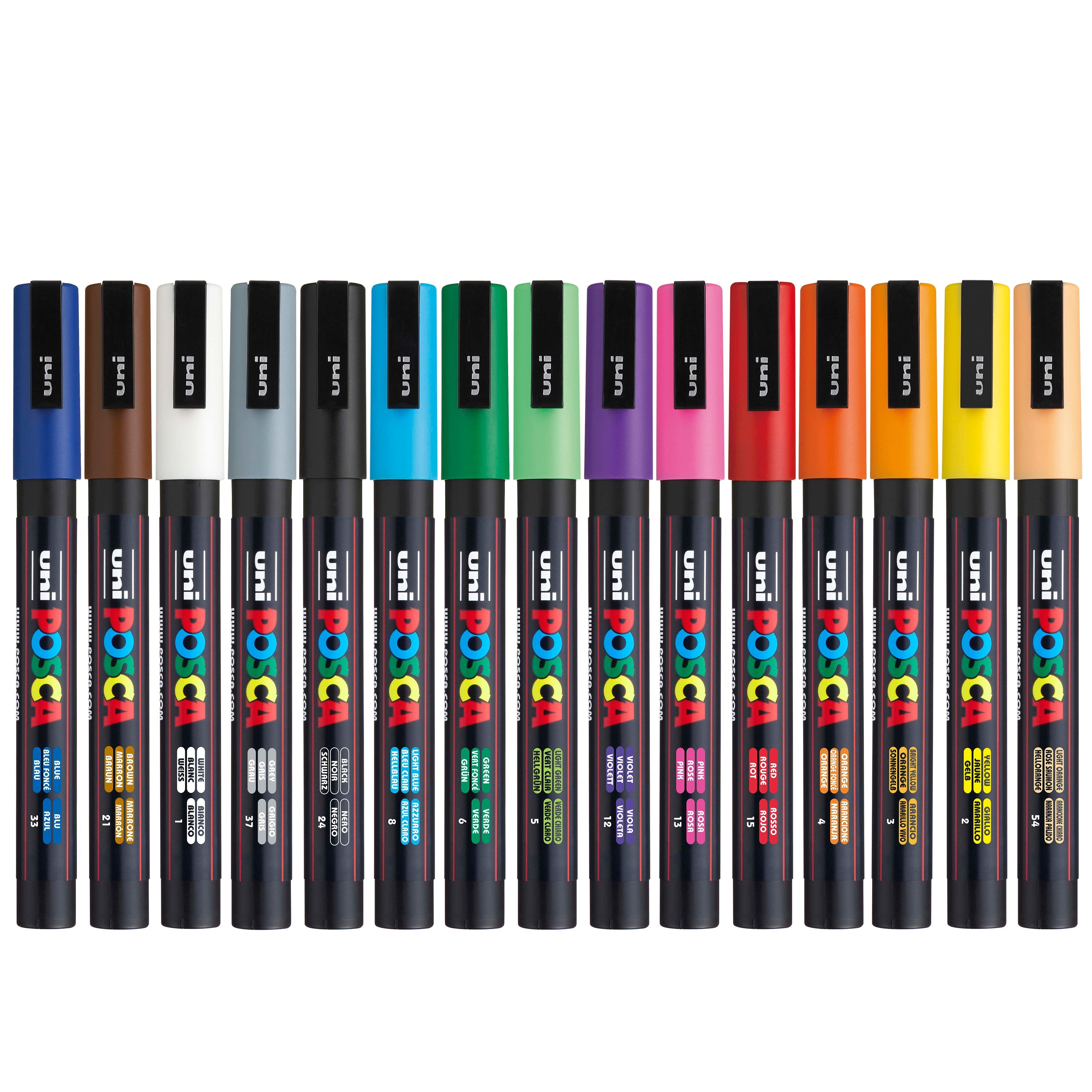 uni® POSCA® PC-3M, vandbaserede tuscher (15-pak)