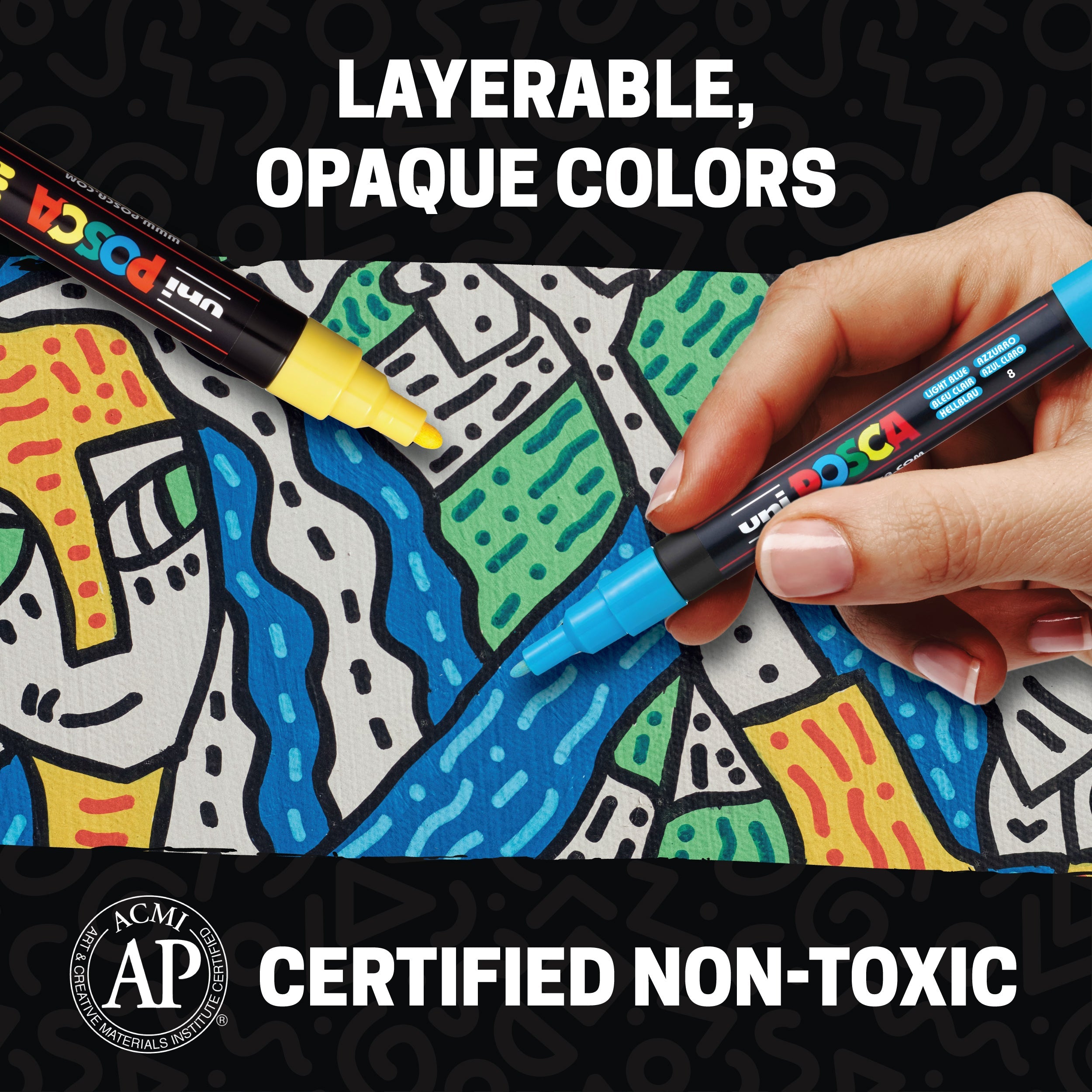 uni® POSCA® PC-5M Water-Based Paint Markers with Display Caddy