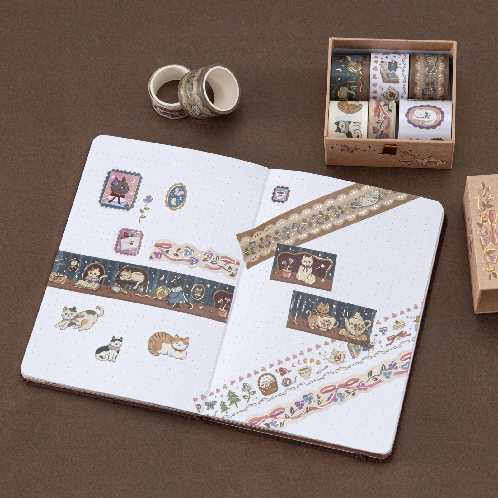 Tsuki 'Vintage Neko' Washi Tape Set ☾
