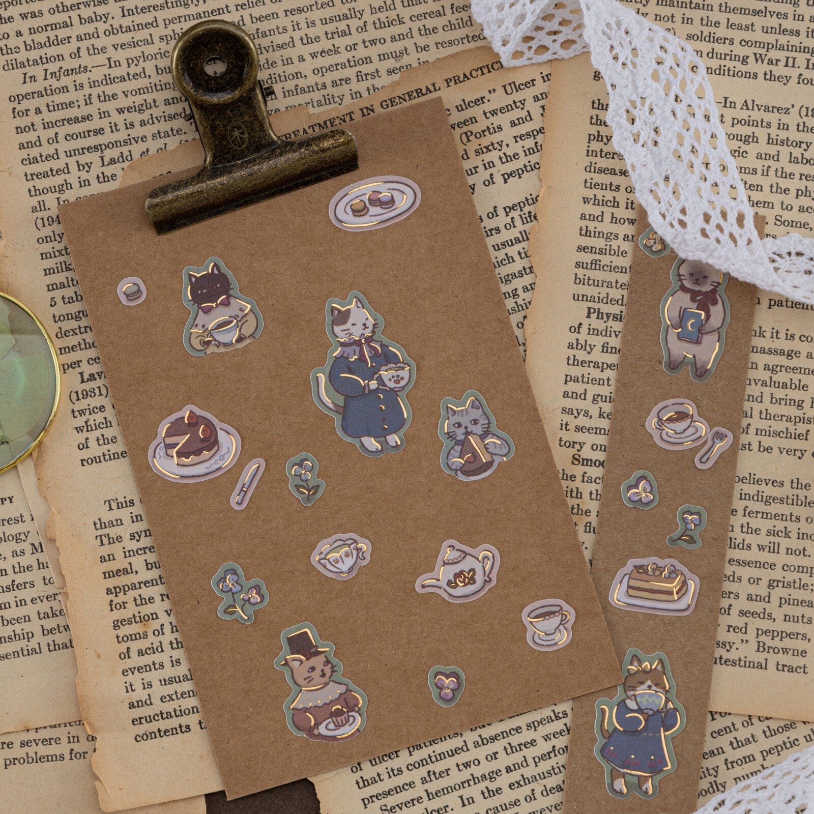 Tsuki 'Vintage Neko' Sticker Set ☾