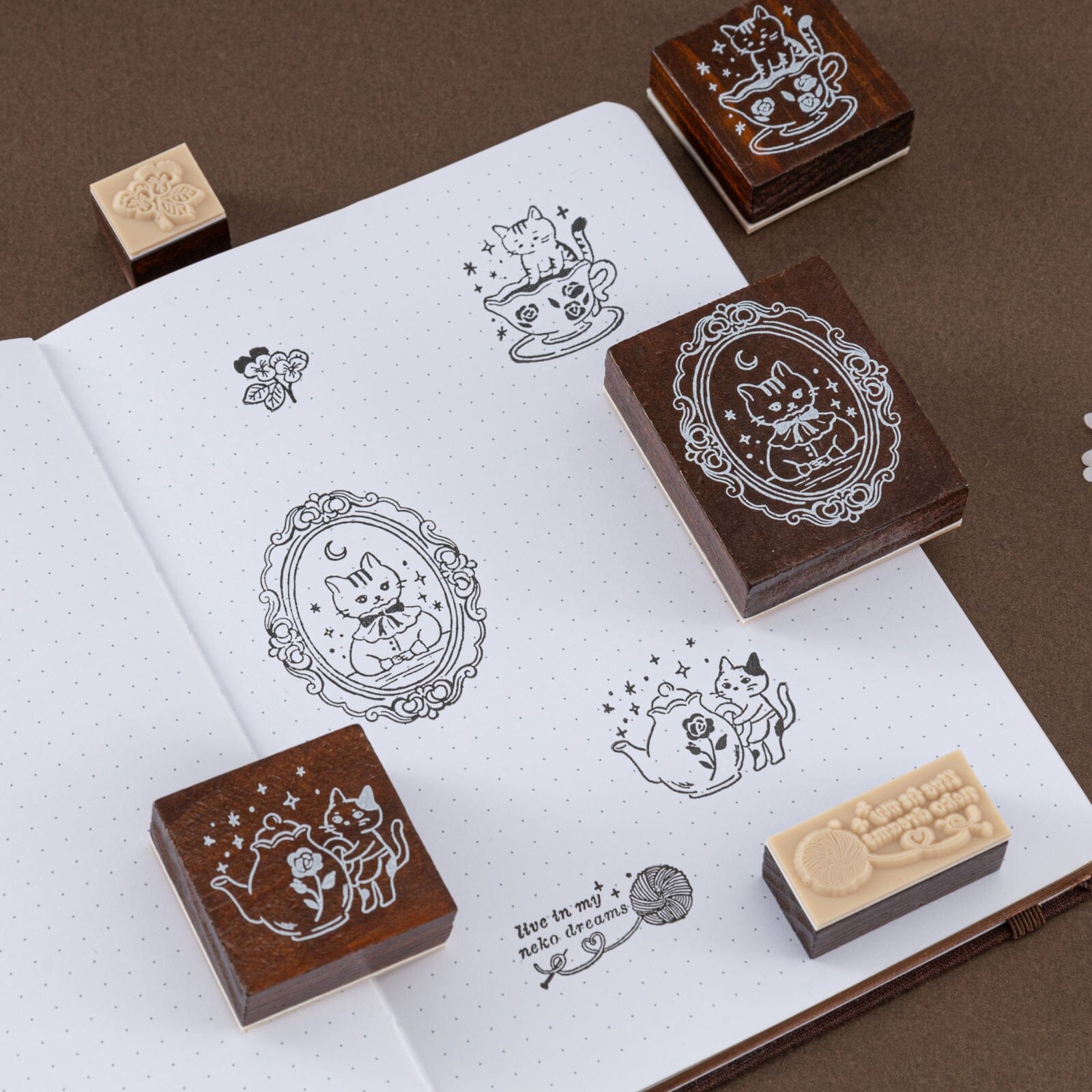 Tsuki ‘Vintage Neko’ Bullet Journal Stamp Set ☾
