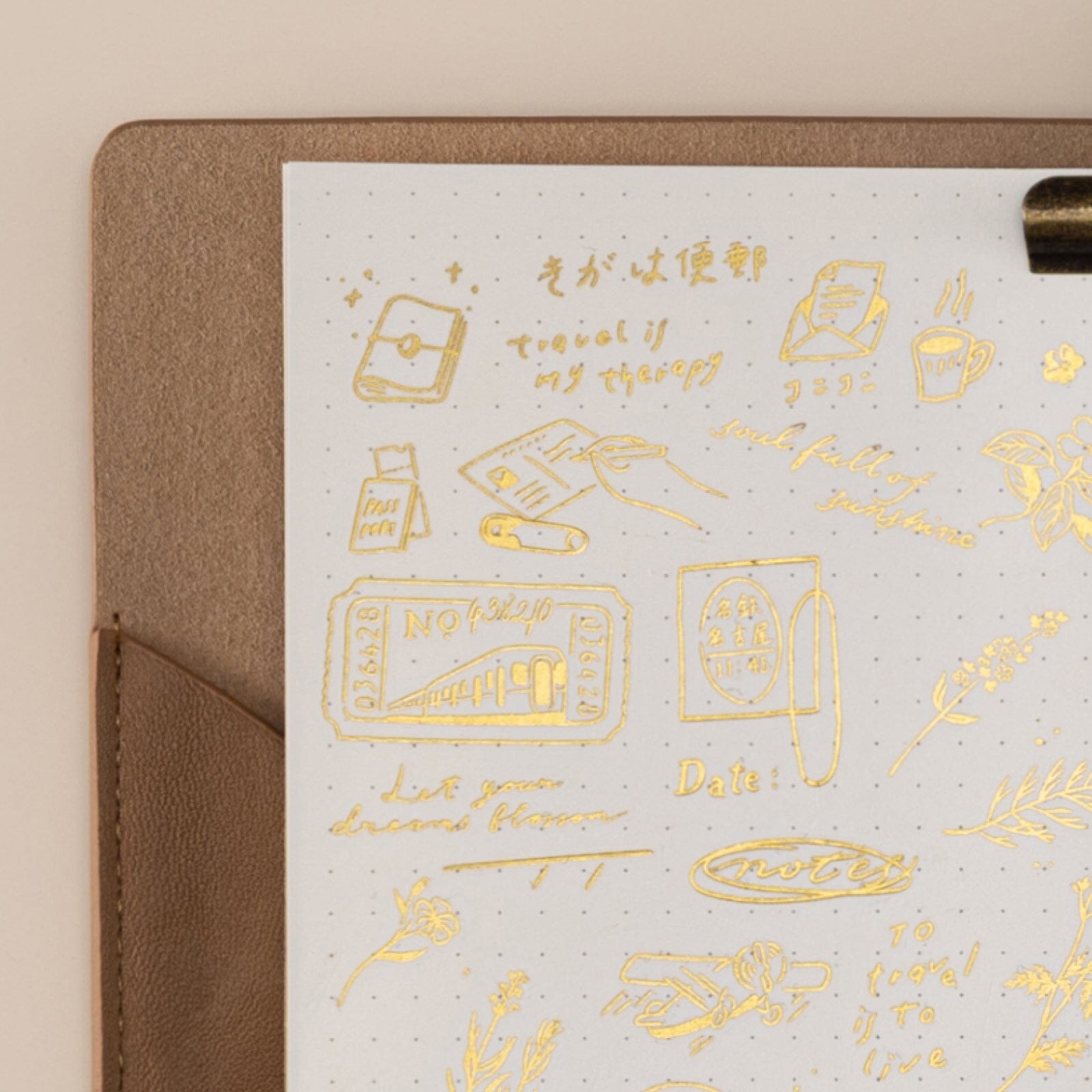 Hinoki - 'Daily Essentials' Gold Foil Print-On Sticker Set