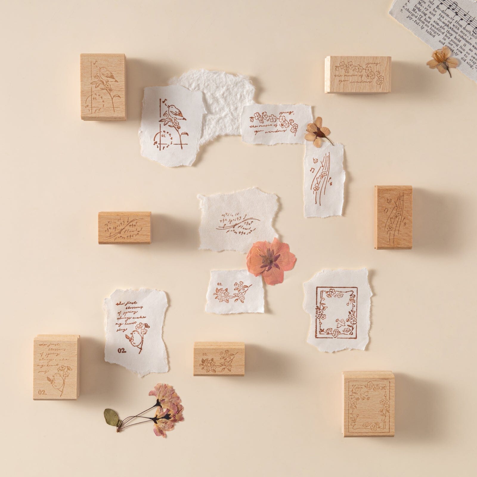 Hinoki - 'Into the Song' Engraved Wooden Stamps Set
