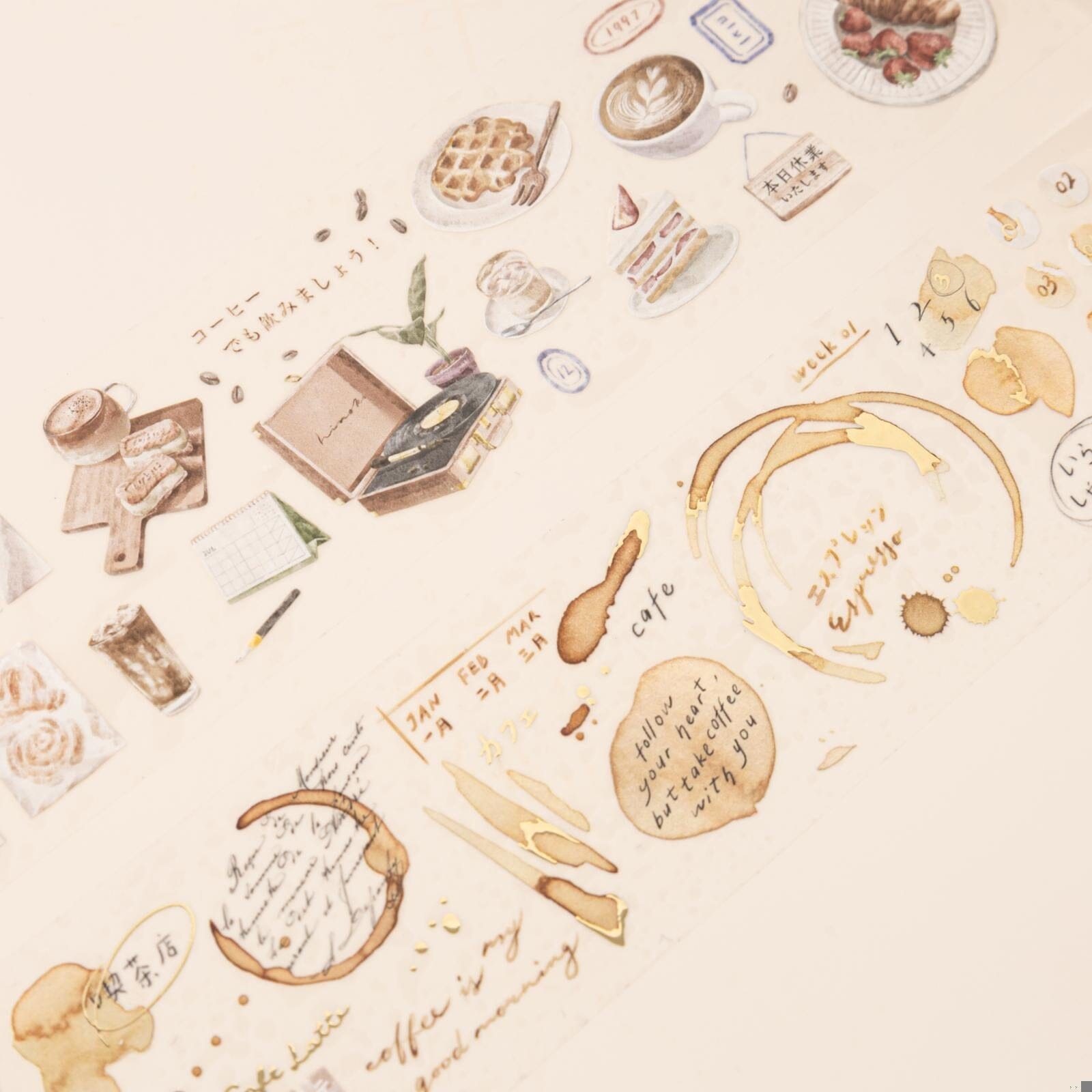Hinoki - 'Into the Cafe' PET Decorative Tape Set