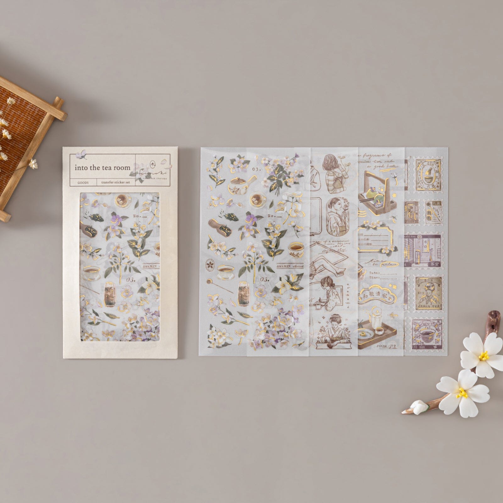 Hinoki - 'Into the Tea Room' Print-On Sticker Set