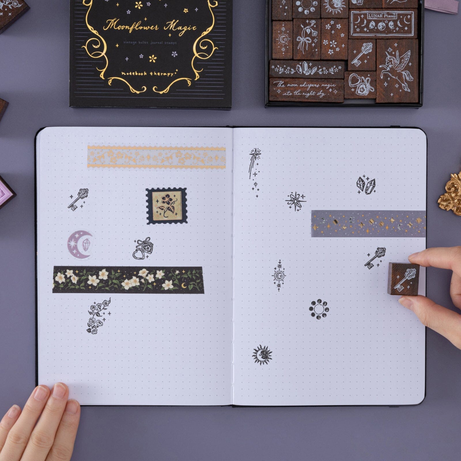 Tsuki ‘Moonflower Magic’ Bullet Journal Stamp Set ☾