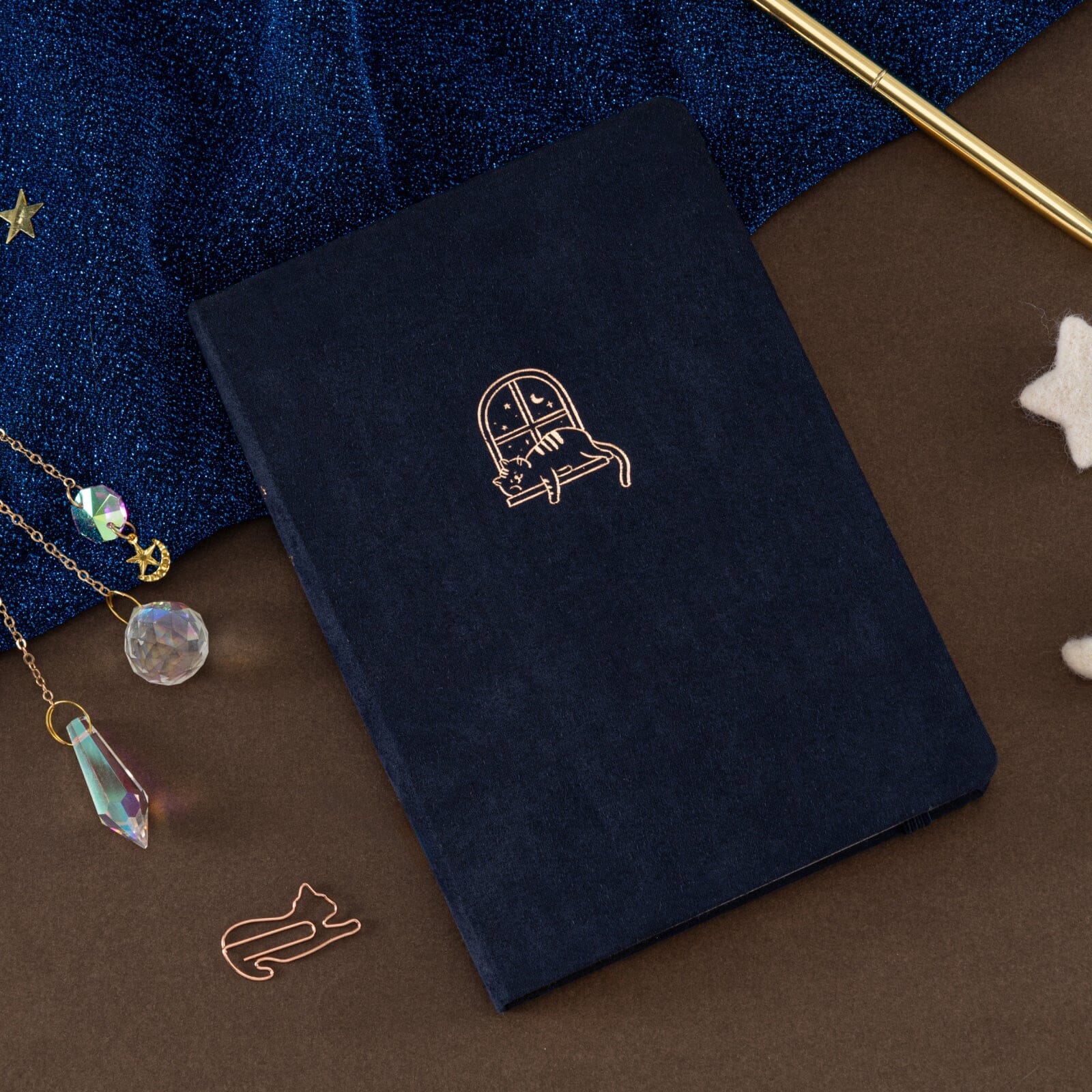 Tsuki 'Midnight Neko Dreams' Kraft Paper Bullet Journal ☾