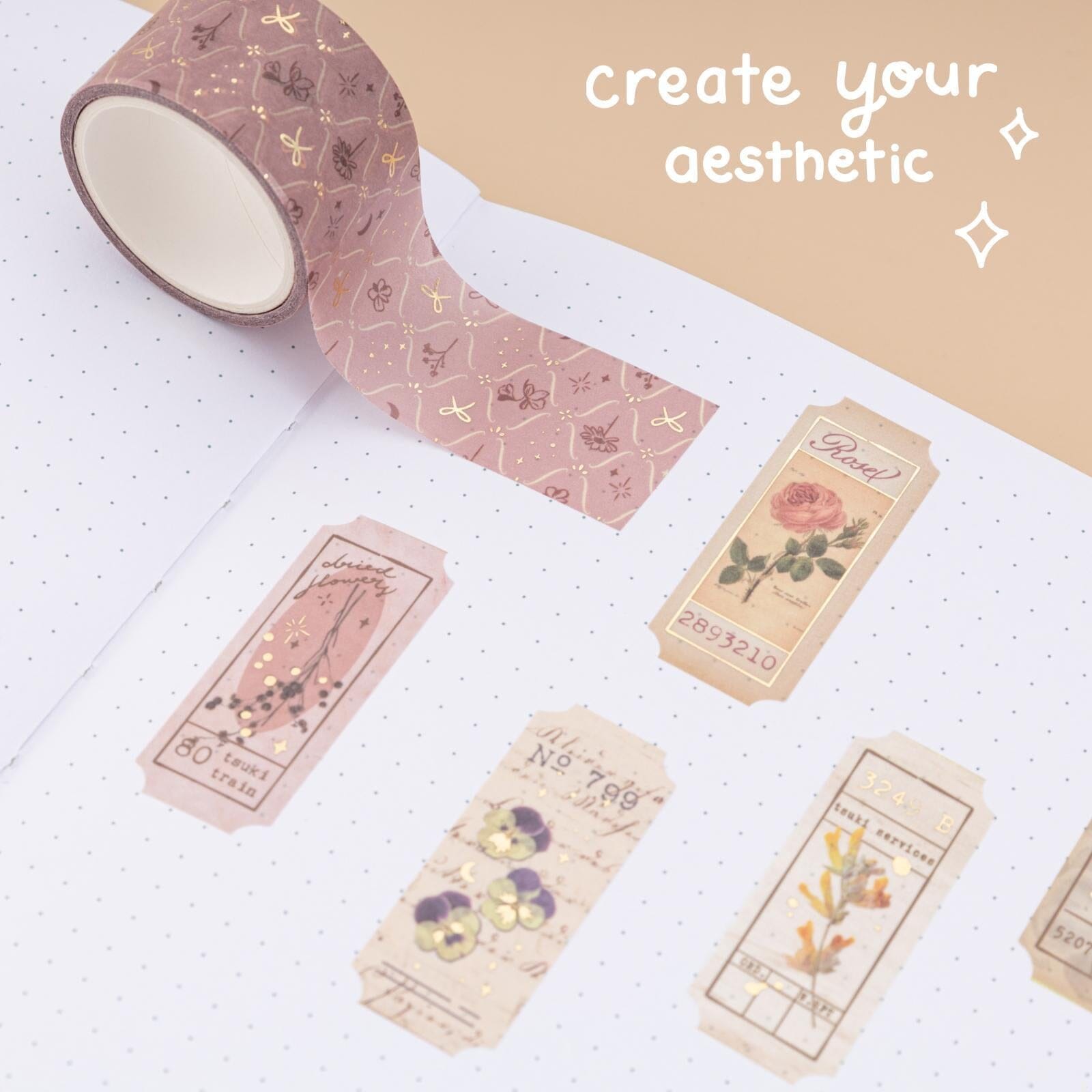 Tsuki 'Dried Flowers' Washi Tape Set ☾