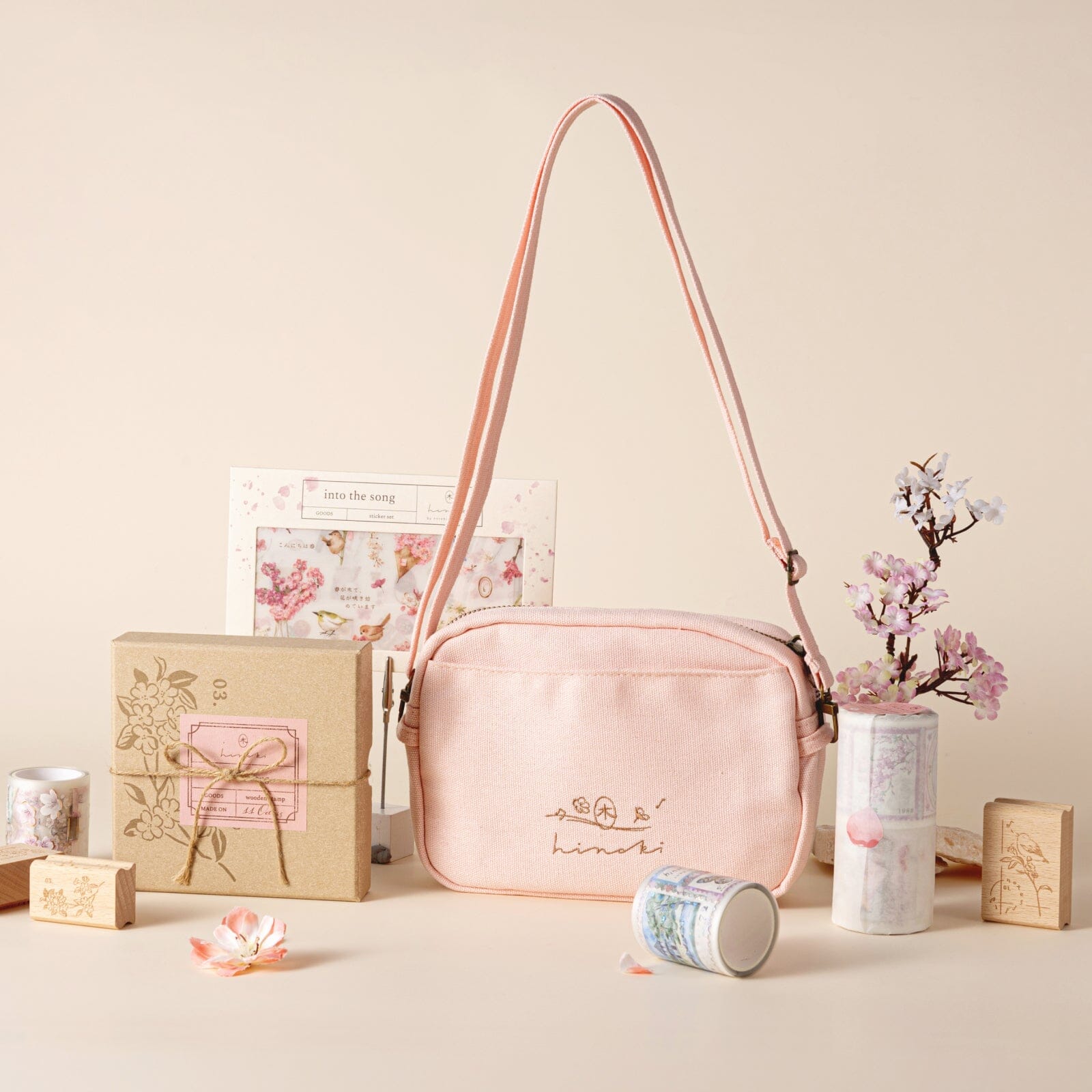 Hinoki - Pink Canvas Travel Pouch