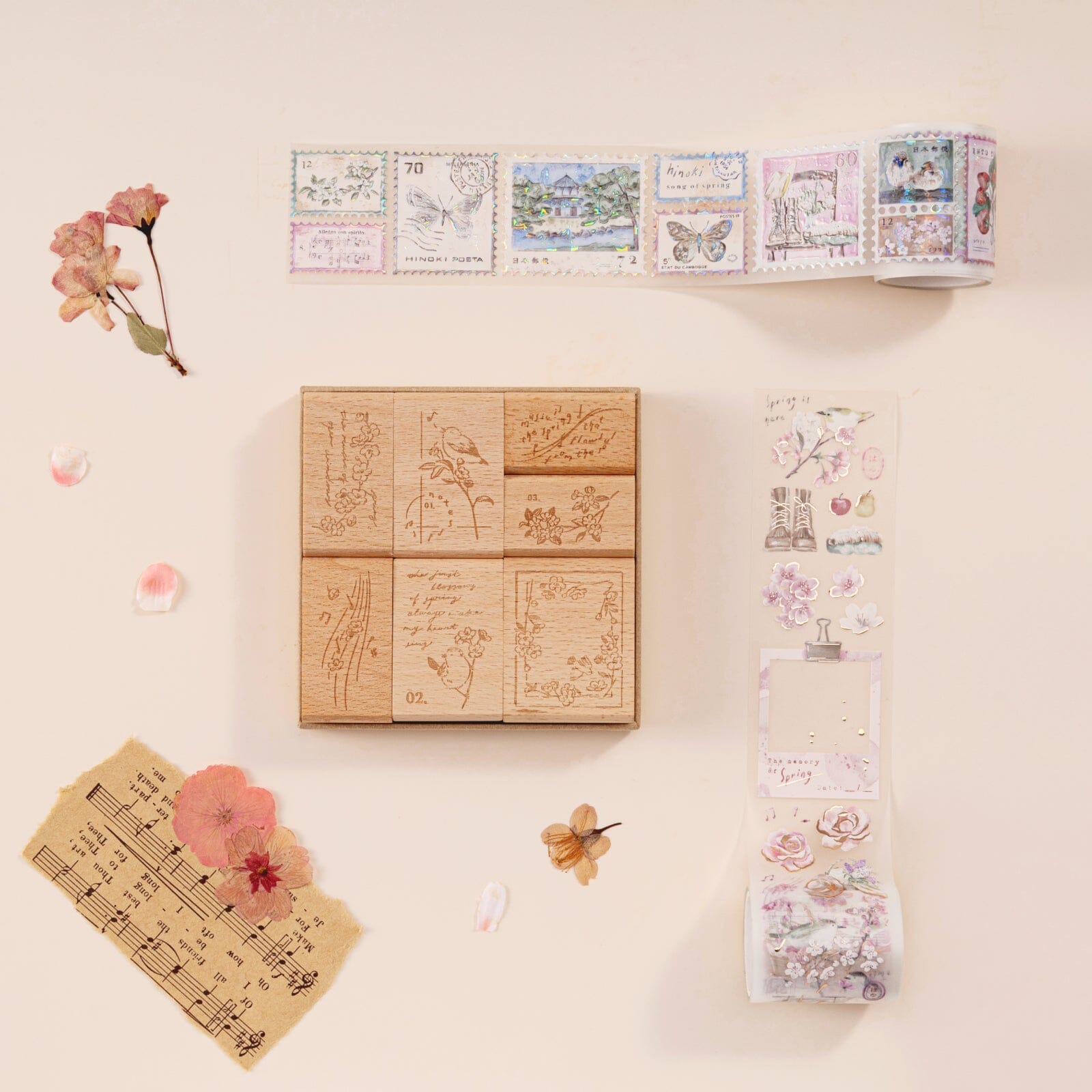 Hinoki - 'Into the Song' Engraved Wooden Stamps Set