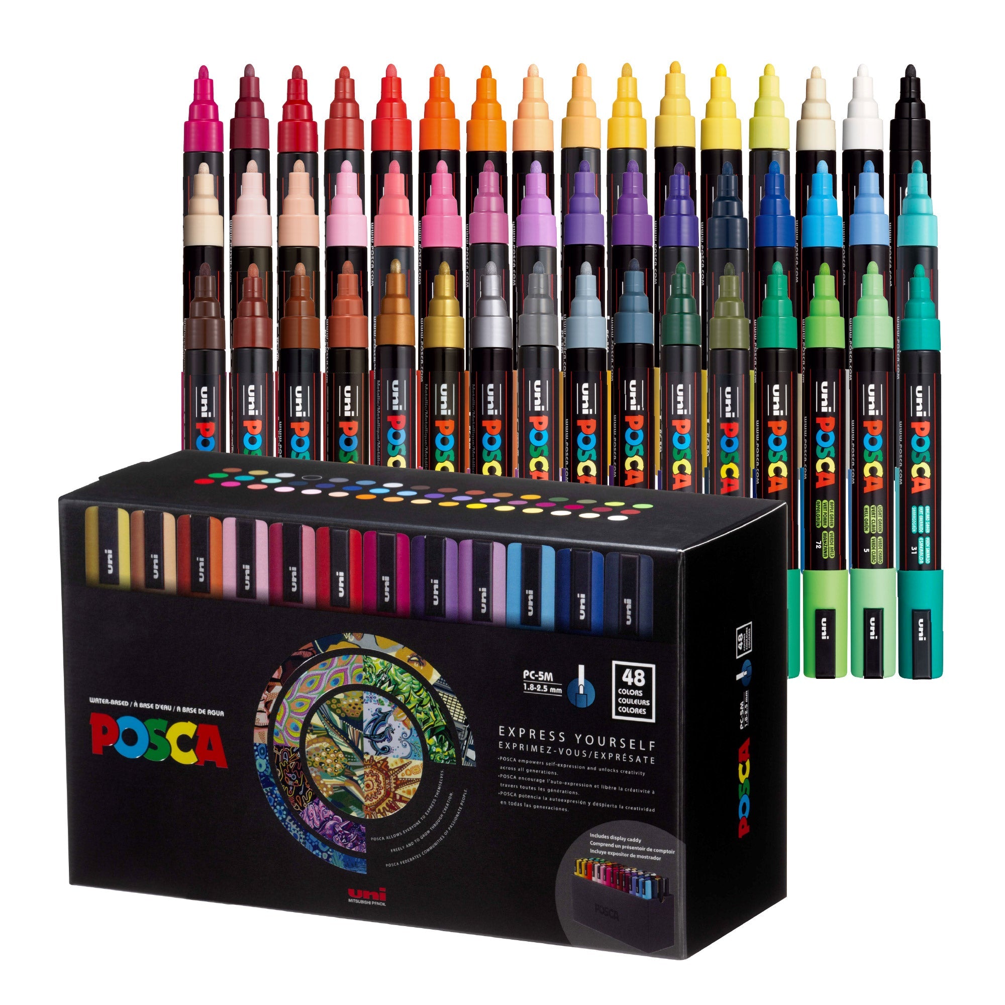 uni® POSCA® PC-5M Water-Based Paint Markers with Display Caddy