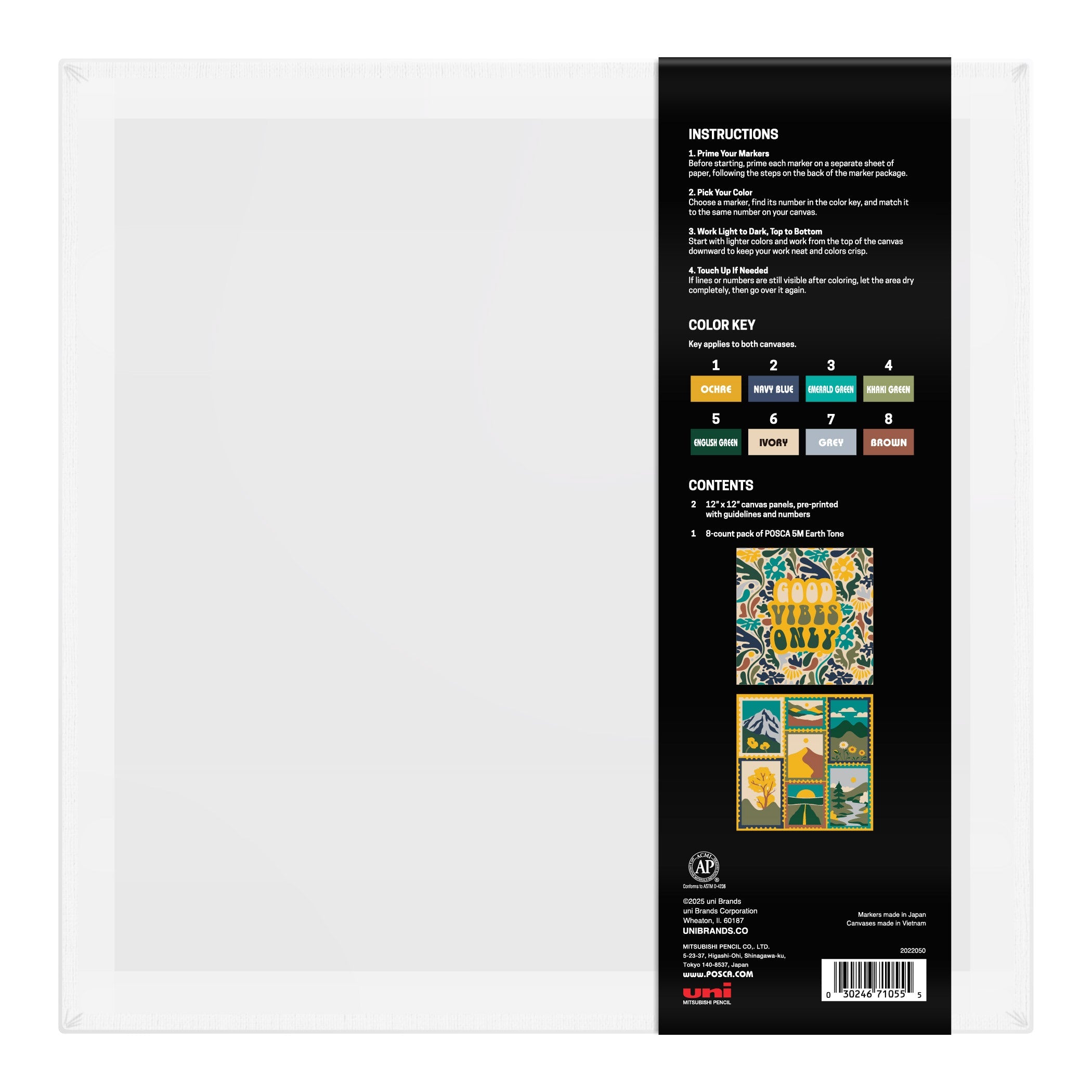 uni® POSCA® Paint-By-Number Canvas Kit, including 5M Markers