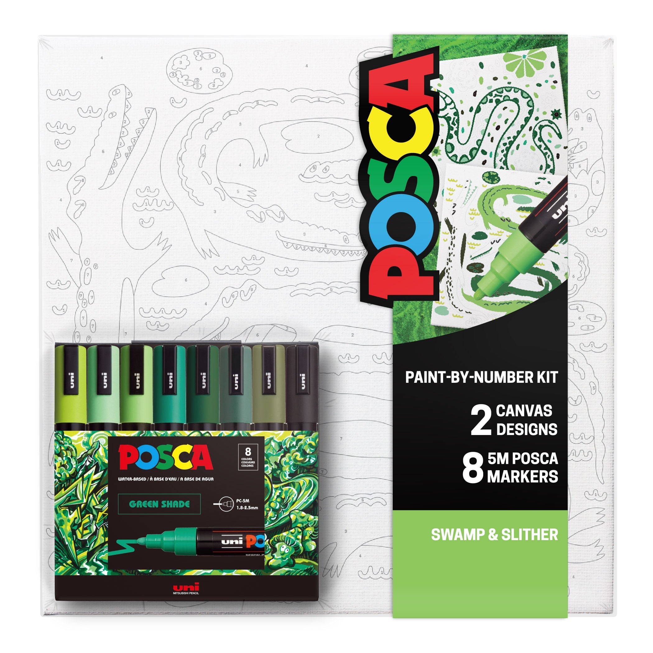 uni® POSCA® Paint-By-Number Canvas Kit, including 5M Markers