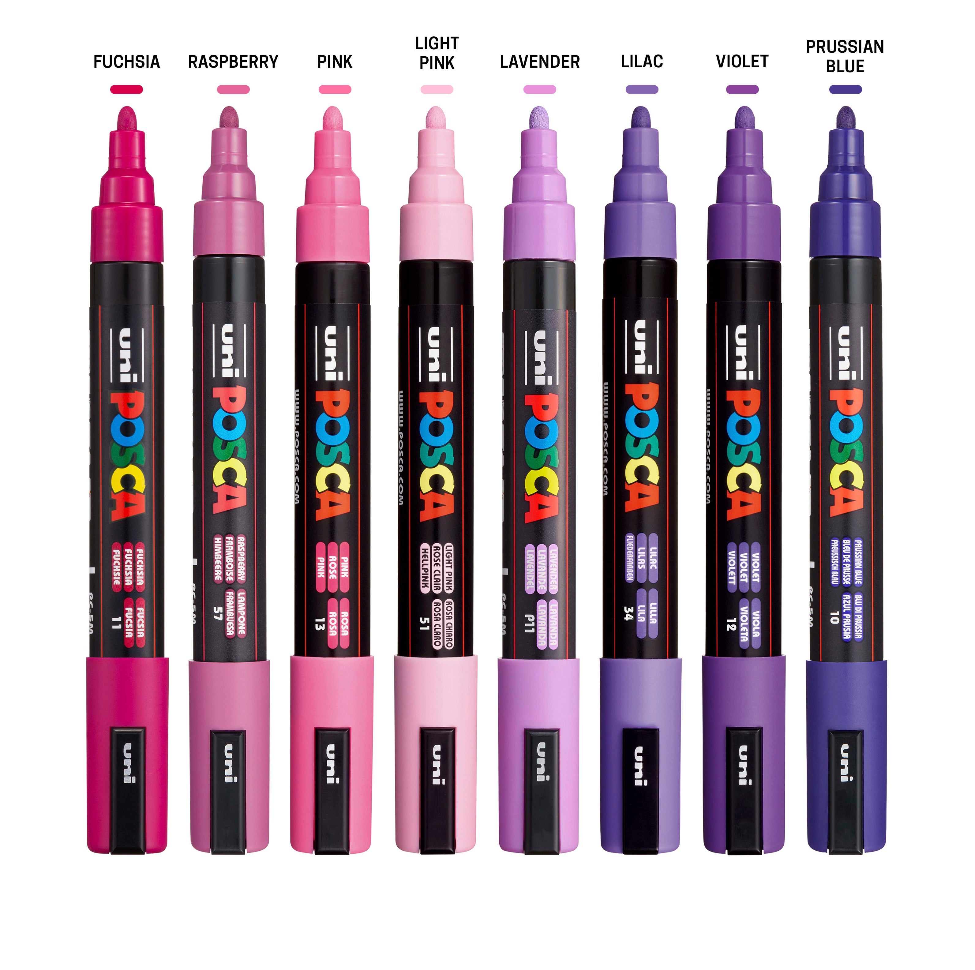 uni® POSCA® PC-5M, Purple Shade Water-Based Paint Markers (8 Pack)