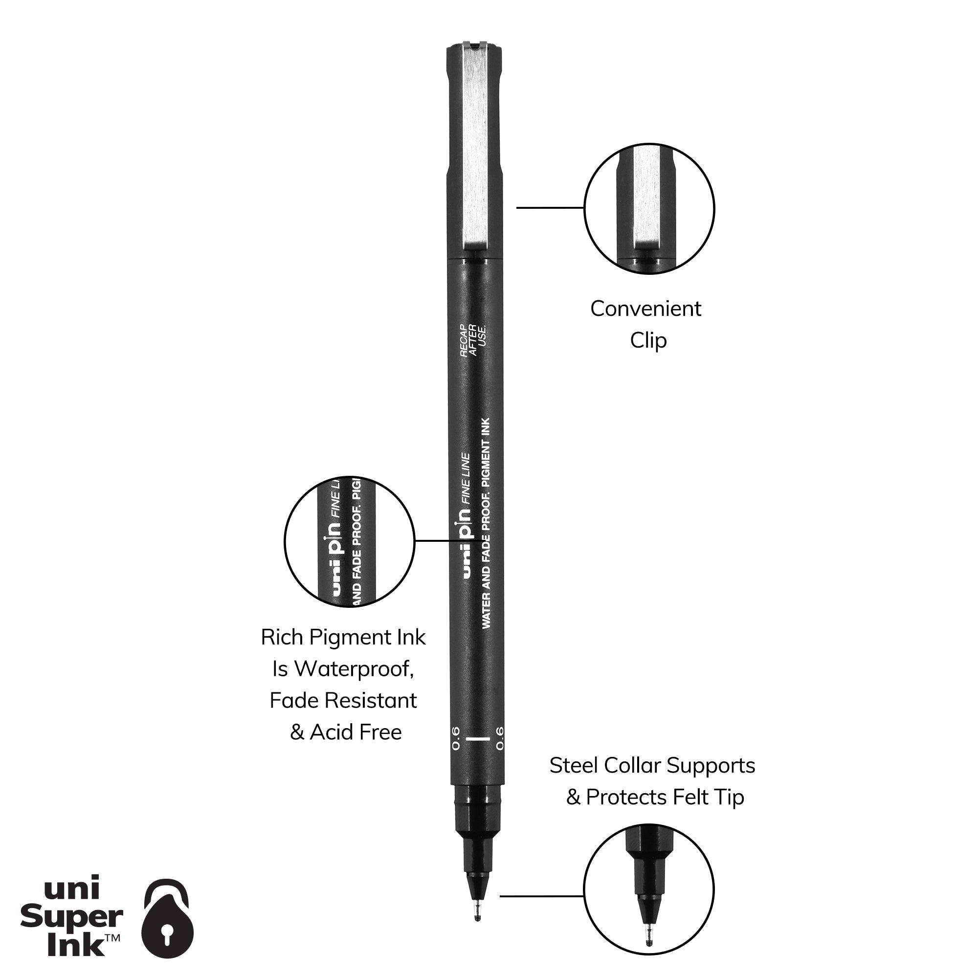 uni® Pin, Fine Line Drawing Pen 0.6 mm