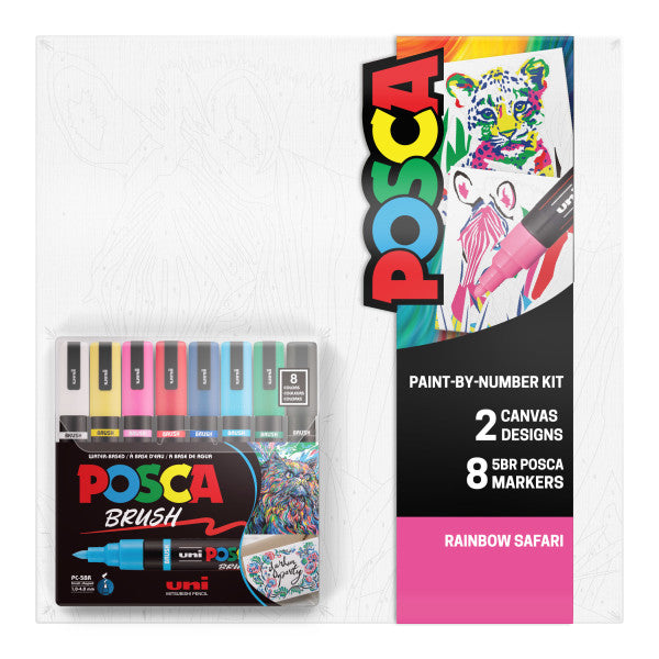 uni® POSCA® Paint-By-Number Canvas Kit, including 5M Markers