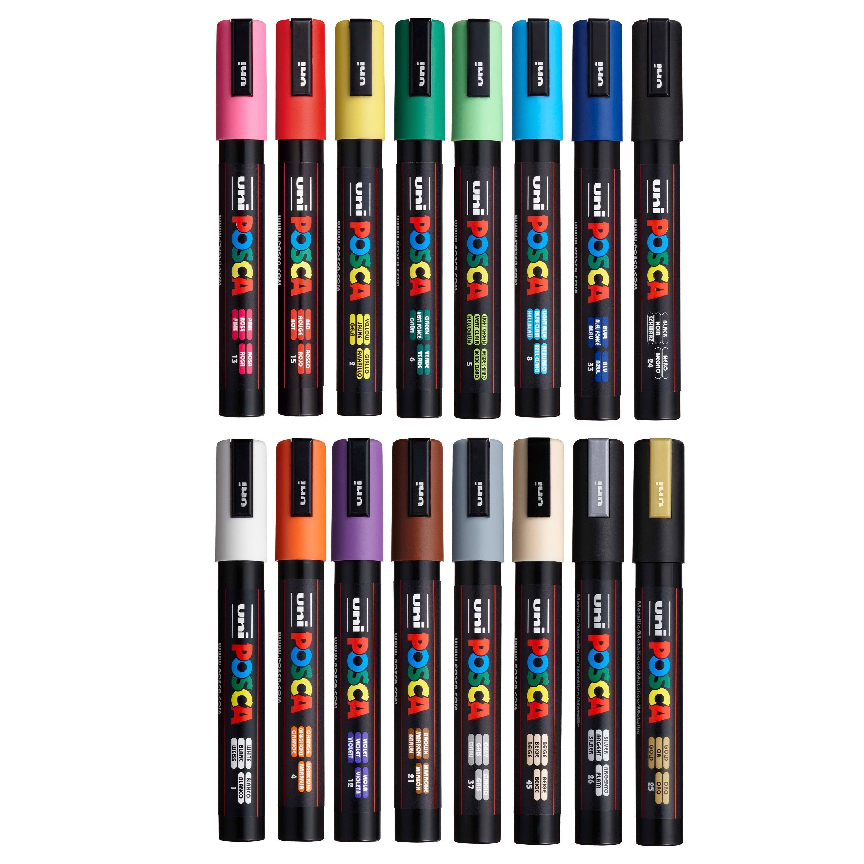 uni POSCA® PC-5M Exclusive Special Edition Set with Red Pouch (16 Pack)