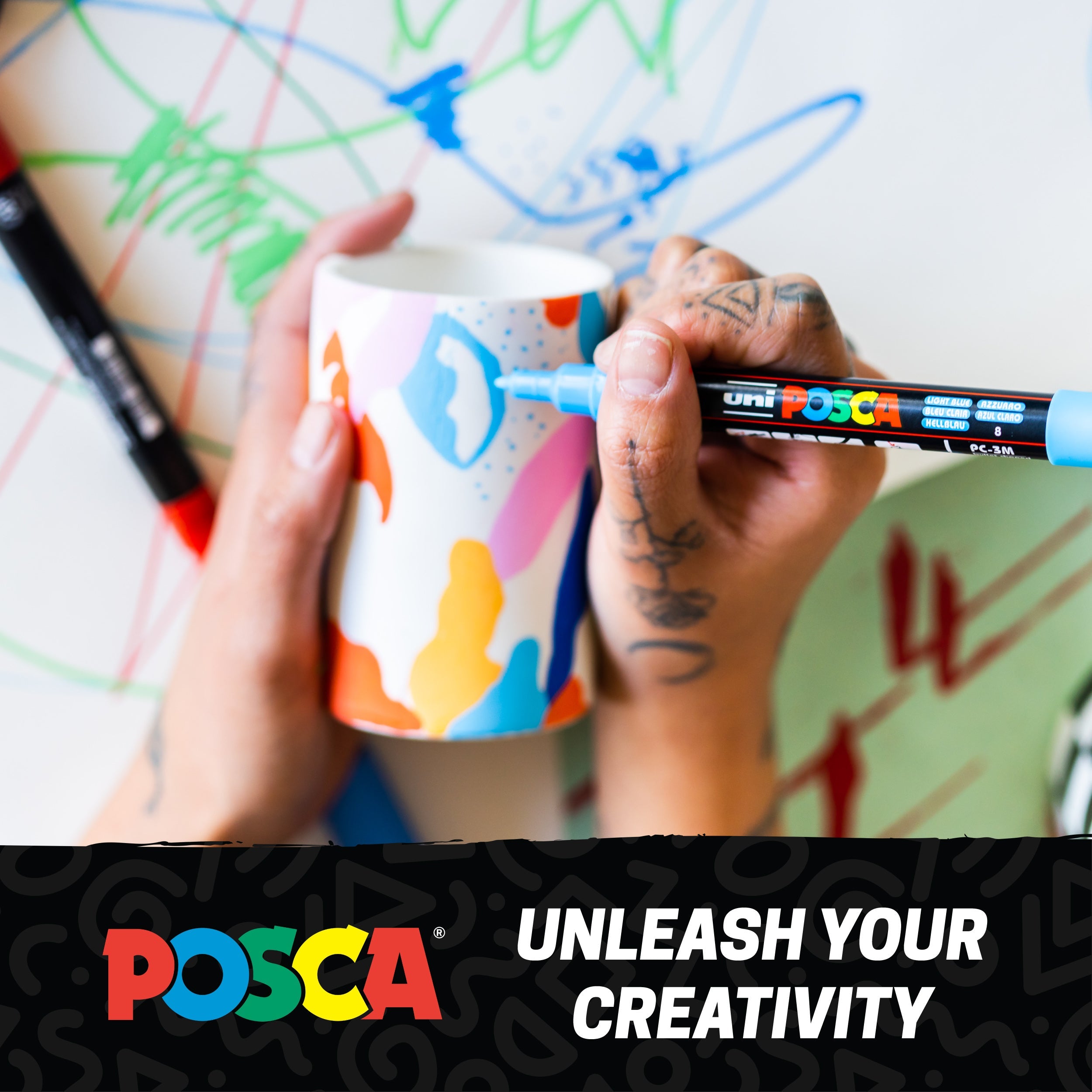 uni® POSCA® PC-5M Water-Based Paint Markers with Display Caddy